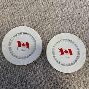 Canada Flag x2 Decorative Plates